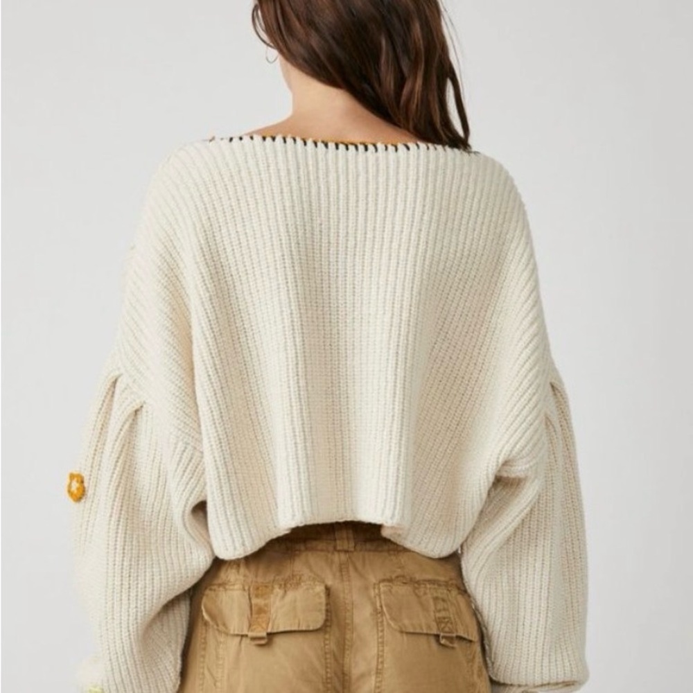 Free People Colorful Crochet Patch Sweater - Picture 4 of 6